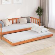 vidaXL Sängram Vaxbrun 90 x 190 cm Massiv furu