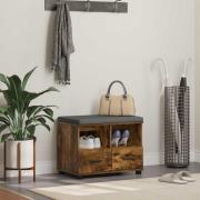vidaXL Hallbänk Rökt ek 60 x 38 x 46 cm Spånskiva och klädfabric