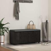 vidaXL Hallbänk med kudde med lagring Svart Ek 100 x 38 x 46 cm
