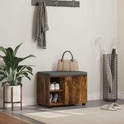 vidaXL Hallbänk Rökt Ek 60 x 38 x 46 cm Konstruerat Trä och Tyg