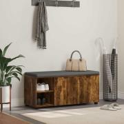 vidaXL Hallbänk med kudde Enfärgad Rökt ek 100 x 38 x 46 cm