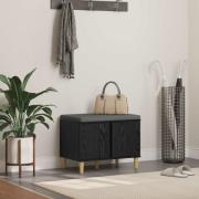 vidaXL Hallbänk med kudde med lagring Svart Ek 60 x 38 x 46 cm
