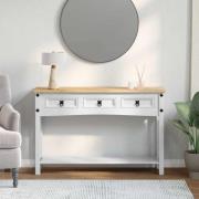 vidaXL Sidobord med låda Corona Vit 114 x 34,5 x 73 cm Massiv furu