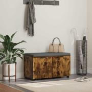 vidaXL Hallbänk med kudde med lagring med dörr Rökt ek 80 x 46 x 46 cm