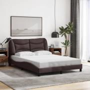 vidaXL Bed Frame without Mattress "Hvar" Dark Brown 140x190 cm Fabric