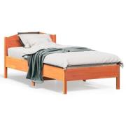 vidaXL Sängram utan madrass vaxbrun 75x190 cm massiv furu