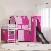 vidaXL Barns loft sängram Vit och Rosa 80 x 200 cm Metall