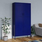 vidaXL Garderob 90x50x180 cm marinblå stål