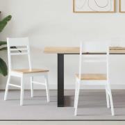 vidaXL Matstolar 2 pcs Vit 43 x 54 x 89 cm Massiv Gummiträ