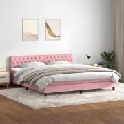 vidaXL Ramsäng med madrass rosa 180x210 cm sammet