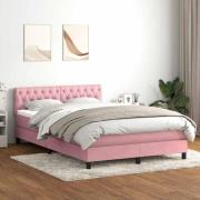 vidaXL Ramsäng med madrass rosa 140x220 cm sammet