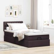 vidaXL Ottoman säng med madrass mörkbrun 90x200 cm tyg
