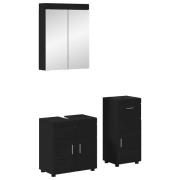 vidaXL Badrumsmöbelset TULUM 3 pcs Svart 60 x 34 x 63 cm
