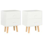 vidaXL Sängbord 2 st vit 40x30x50 cm massiv furu