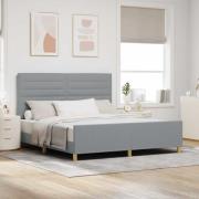 vidaXL Sängram med huvudgavel Ljusgrå 180 x 200 cm tyg