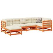 vidaXL Soffgrupp för trädgården 6 delar vaxbrun massiv furu
