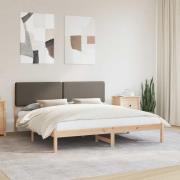 vidaXL Sängram med Klädd Huvudgavel Taupe 200 x 200 cm Massiv furu