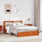 vidaXL Sängram med huvudgavel Vaxbrun 150 x 200 cm Massiv furu