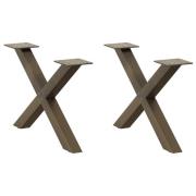 vidaXL Soffbordsben X-formade 2 st naturstål 50x(30-31) cm stål