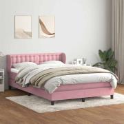 vidaXL Ramsäng med madrass rosa 160x210 cm sammet