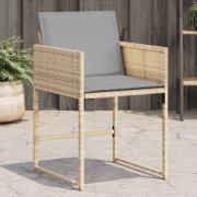 vidaXL Trädgårdsstolar med dynor 4 st blandad beige konstrotting