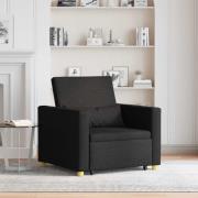 vidaXL Utdragbar soffbed enkel med hjul Svart 90 x 165 x 87 cm tyg