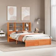 vidaXL Sängram med Förvaringshuvudgavel VaxBrun 160 x 200 cm