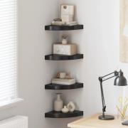 vidaXL Svävande hörnhyllor 4 st svart högglans 25x25x3,8 cm MDF