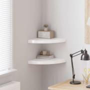 vidaXL Svävande hörnhyllor 2 st vit högglans 35x35x3,8 cm MDF