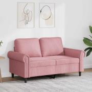 vidaXL Soffa 2-sits rosa 120 cm sammet