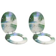 vidaXL Toalettstol 2 pcs Grön 44 x 38 cm MDF-board