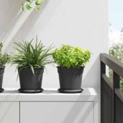 vidaXL Rund Blomkruka 24 pcs Svart Ø 17 x 14 cm Plast