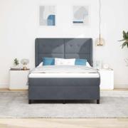 vidaXL Bäddfjäder med madrass Mörkgrå 200 x 140 cm Sammet