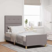 vidaXL Sängram med huvudgavel Taupe 90 x 200 cm tyg