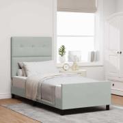 vidaXL Bäddfjäder med huvudgavel Ljusgrå 90 x 190 cm Sammet