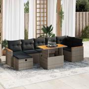 vidaXL Loungegrupp för trädgården med dynor 5 delar konstrotting grå