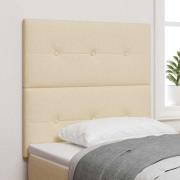 vidaXL LED huvuddyna med LED-ljusslingor med huvudgavel Kräm 90 cm tyg