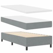 vidaXL Bäddfjäder med madrass med led Ljusgrå 90 x 200 cm tyg