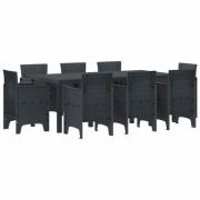 vidaXL Trädgårdsmöbelset 9 pcs Antracit Polypropylen
