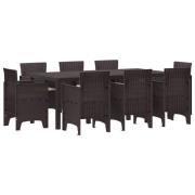 vidaXL Trädgårdsmöbelset 9 pcs Brun Polypropylen