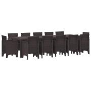 vidaXL Trädgårdsmöbelset 13 pcs Brun Poly rattan