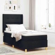 vidaXL Bäddfjäder med madrass med huvudgavel Svart 90 x 200 cm tyg