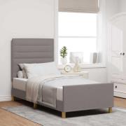 vidaXL Sängram med huvudgavel Taupe 90 x 190 cm tyg