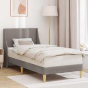 vidaXL Sängram Enfärgad med huvudgavel Taupe 90 x 200 cm tyg