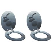 vidaXL Toalettstol 2 pcs Grå 44 x 38 cm MDF-board