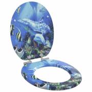 vidaXL Mjukt stängande toalettlock Blå 44 x 38 cm MDF-board