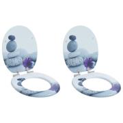 vidaXL Mjukt stängande toalettlock 2 pcs Grå 44 x 38 cm MDF-board