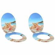 vidaXL Toalettstol 2 pcs Hav Muschel 44 x 38 cm MDF-board