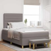 vidaXL Bäddfjäder med huvudgavel Taupe 200 x 120 cm tyg