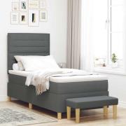 vidaXL Bäddfjäder med kudde med huvudgavel Mörkgrå 200 x 90 cm tyg